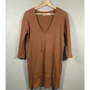 FREE‎ PEOPLE Beach Phoenix Ribbed Mini Dress Size S Small Brown Coverup Vacation